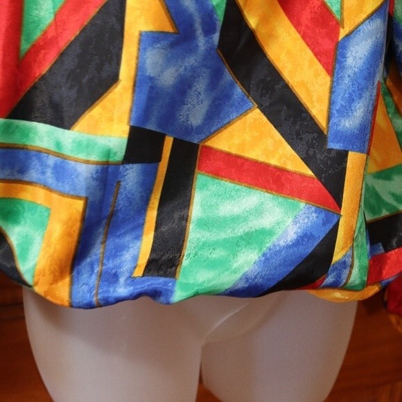 Neiman Marcus Bright Loud Bold Colorful Geometric 80s Shoulder Pads Top 8 - Picture 7 of 11